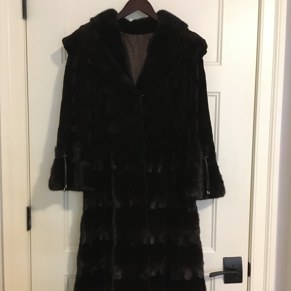 Womens Brown Fur Custom A-Line Coat - Size 4